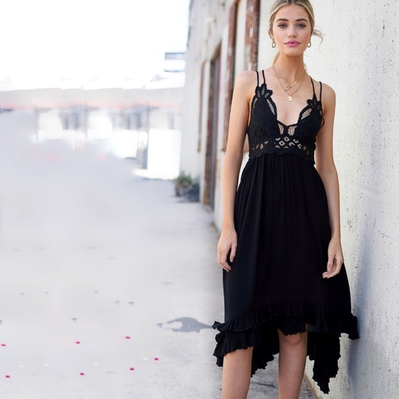 Crochet Bralette Midi Tiered Dress in Black - Picture 8 of 8